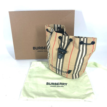BURBERRY Pouch Nylon beige logo check drawstring bag