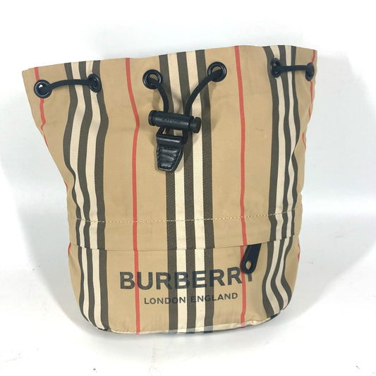BURBERRY Pouch Nylon beige logo check drawstring bag
