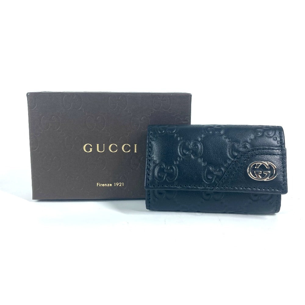 GUCCI Key case Key holder  181680 Sima leather black Guccisima GG 6-key set