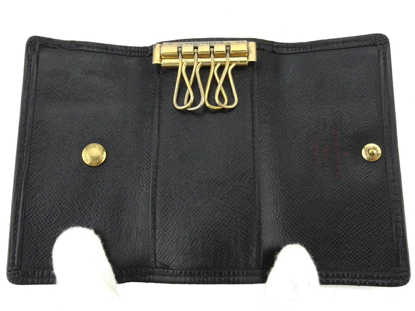 LOUIS VUITTON Key case Key holder M63822 Black gold Multicles4