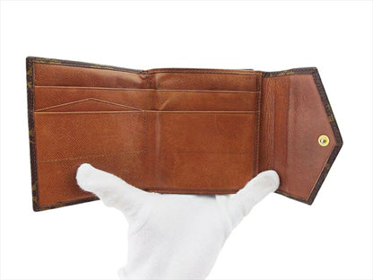 LOUIS VUITTON Bifold Wallet M61660 Brown beige gold Portonebier
