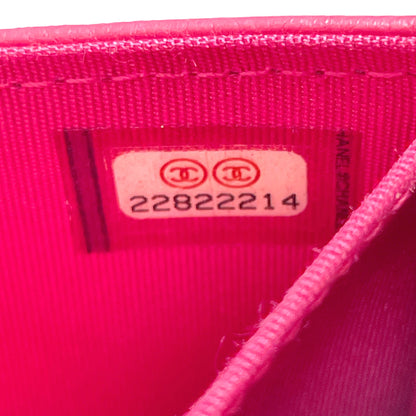 CHANEL Card Case leather pink COCO Mark Coin case Women Used Authentic
