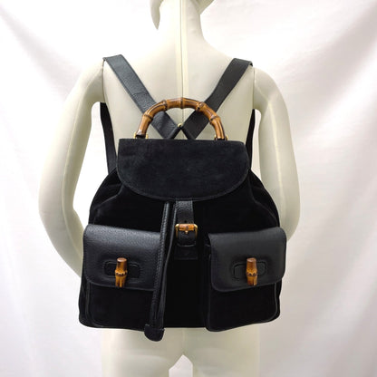 GUCCI Backpack 003・1998 Suede, Leather black Bamboo