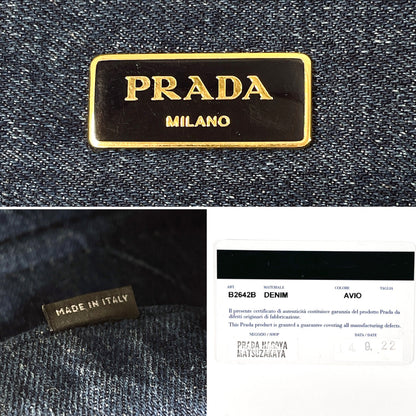 PRADA Tote Bag B2642B denim blue 2WAY Canapa M
