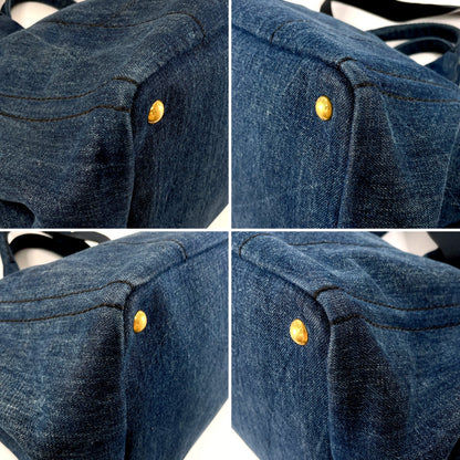 PRADA Tote Bag B2642B denim blue 2WAY Canapa M