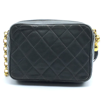 CHANEL Shoulder Bag lambskin Gray type CC COCO Mark Matrasse Fringe