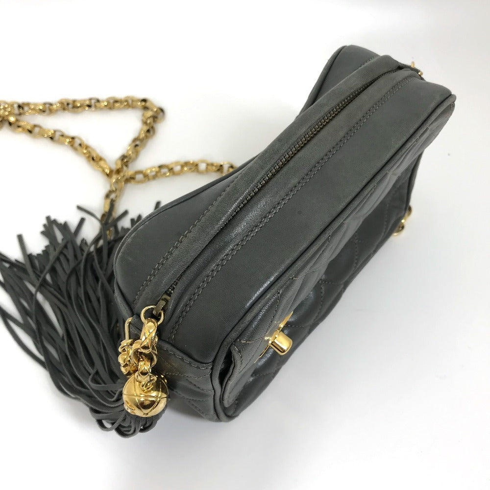 CHANEL Shoulder Bag lambskin Gray type CC COCO Mark Matrasse Fringe