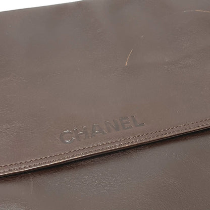 CHANEL Shoulder Bag lambskin Brown logo Sacosh