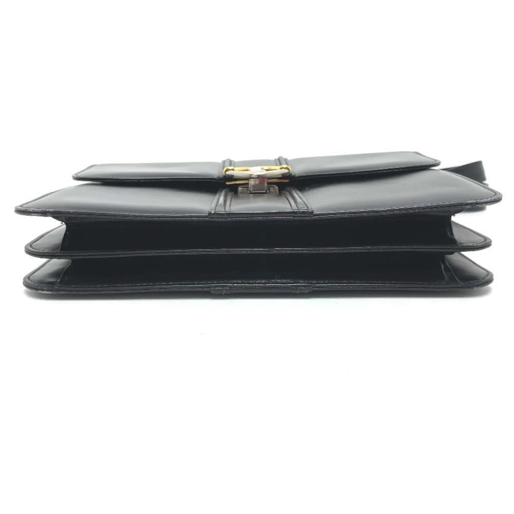 GUCCI Shoulder Bag leather black GGMetal Old Gucci