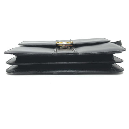 GUCCI Shoulder Bag leather black GGMetal Old Gucci