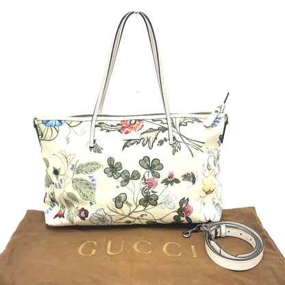 GUCCI Shoulder Bag 353437 Leather / PVC Ivoryx multicolor Flora floral pattern Kris knight