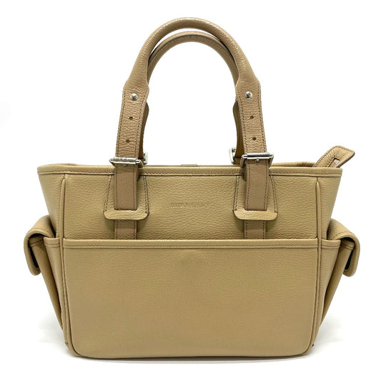 BURBERRY Handbag leather beige logo Side pocket