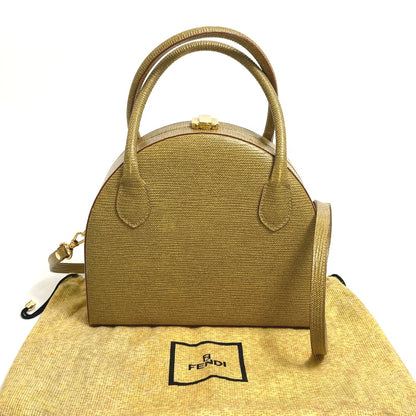 FENDI Handbag leather Beige type Semicircular form Women Used Authentic