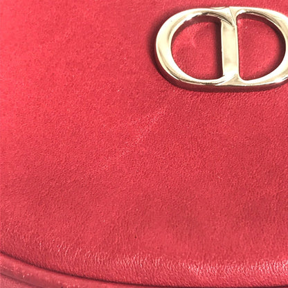Christian Dior Shoulder Bag leather Red CDMetal Mini pochette Women Used Authentic