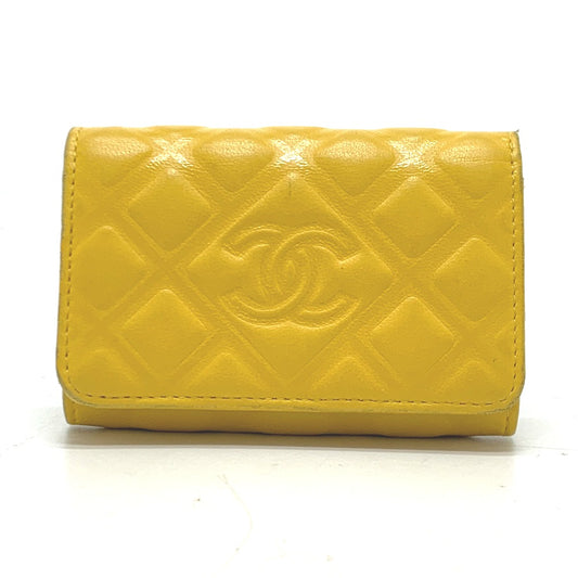 CHANEL Key case Key holder  Calfskin yellow COCO Mark Diamond CC