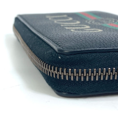GUCCI Long Wallet Purse 496317 leather black Sherry line GUCCI logo print
