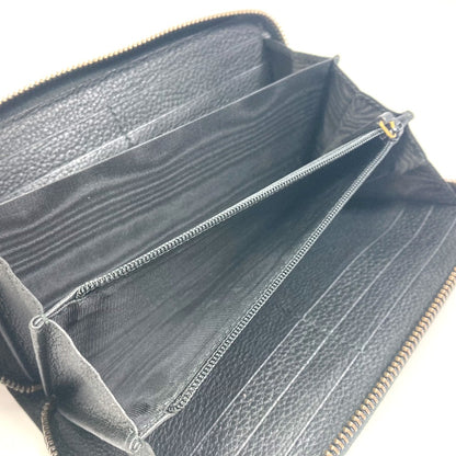 GUCCI Long Wallet Purse 496317 leather black Sherry line GUCCI logo print