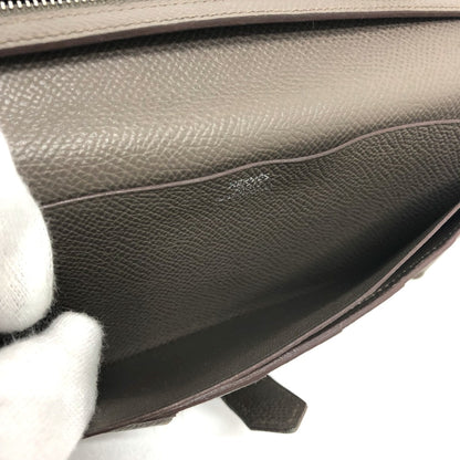 HERMES Long Wallet Purse Epsom Gray type HMetal Beansufla Women Used Authentic