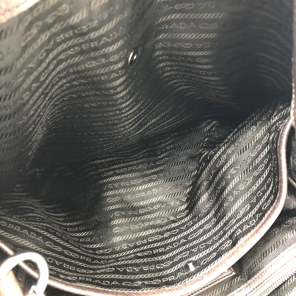 PRADA Tote Bag leather Brown logo
