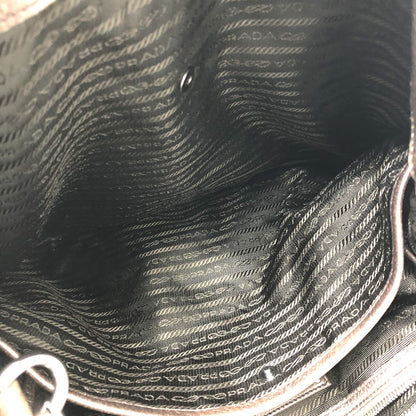 PRADA Tote Bag leather Brown logo