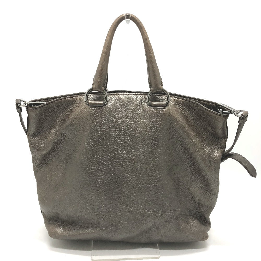 PRADA Tote Bag leather Brown logo