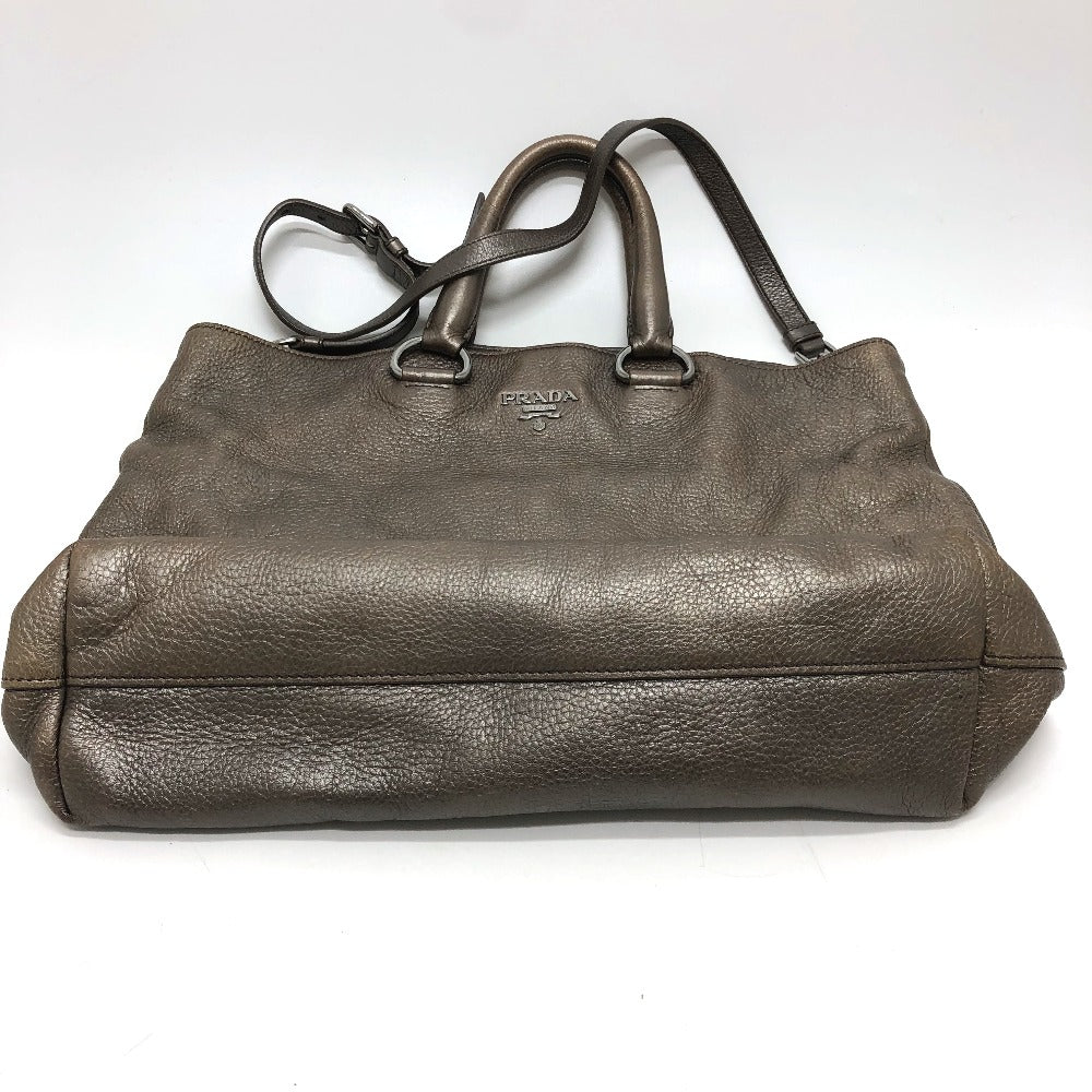 PRADA Tote Bag leather Brown logo