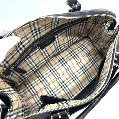 BURBERRY Boston Duffel bag leather black Shoulder bag/logo Handbag