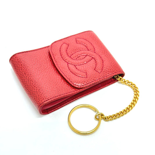 CHANEL Cigarette case Caviar skin Red CC COCO Mark mini