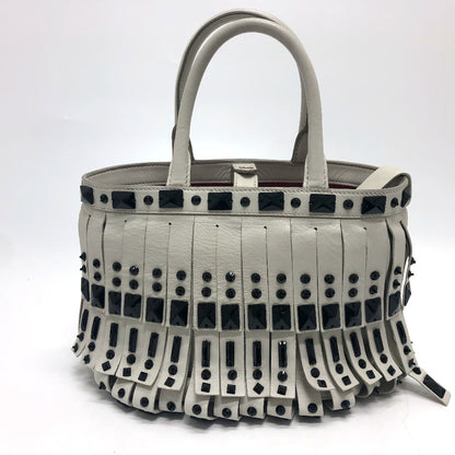 PRADA Handbag B2466S leather white fringe Women Used Authentic