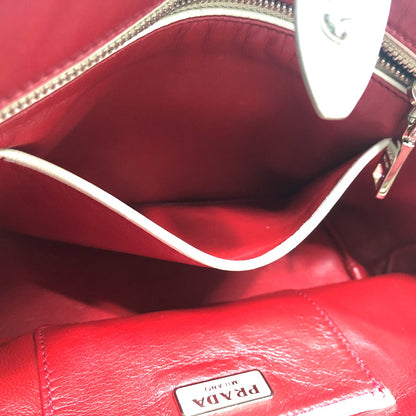 PRADA Handbag B2466S leather white fringe Women Used Authentic