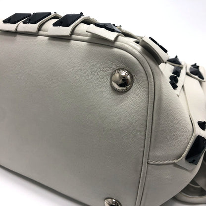 PRADA Handbag B2466S leather white fringe Women Used Authentic