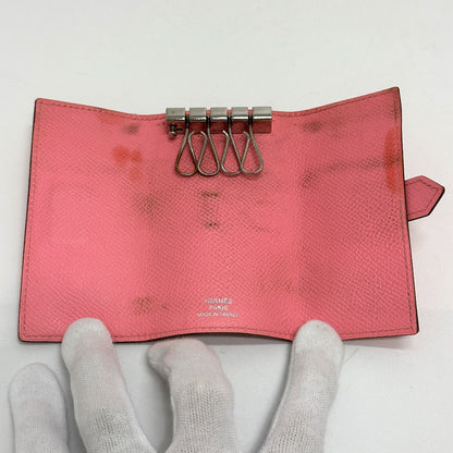 HERMES Key case Key holder  Epsom pink HMetal Bean Women Used Authentic