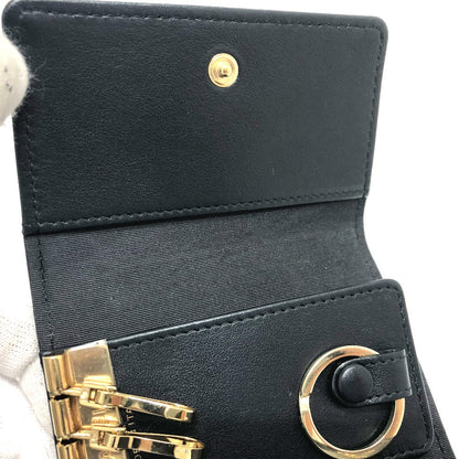 CHANEL Key case Key holder  leather black COCO Mark 4 stations with key ring