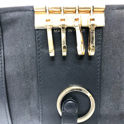 CHANEL Key case Key holder  leather black COCO Mark 4 stations with key ring