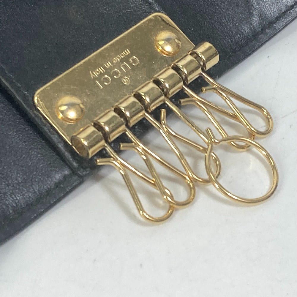 GUCCI Key case Key holder  547588 leather black logo six hooks key