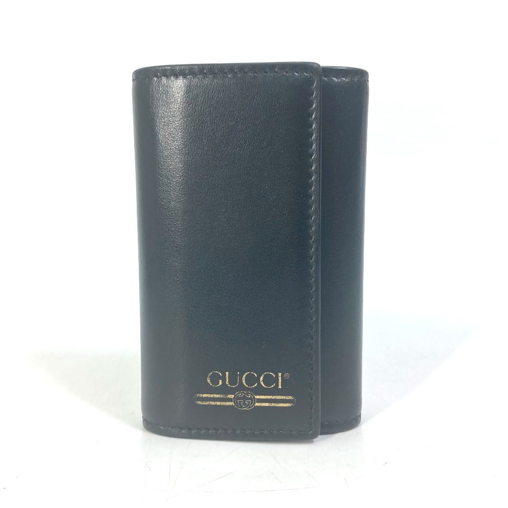 GUCCI Key case Key holder  547588 leather black logo six hooks key