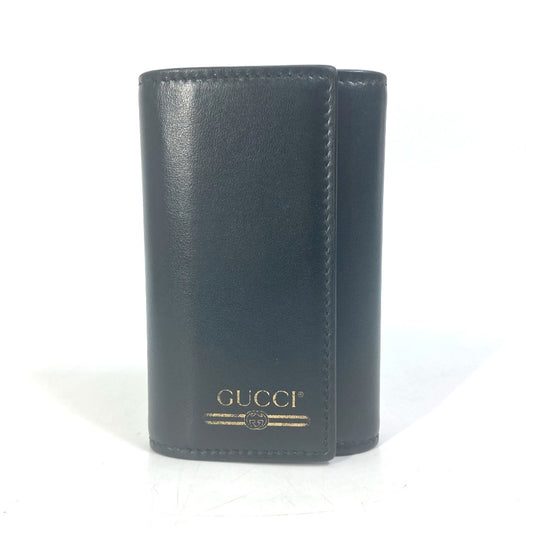 GUCCI Key case Key holder  547588 leather black logo six hooks key