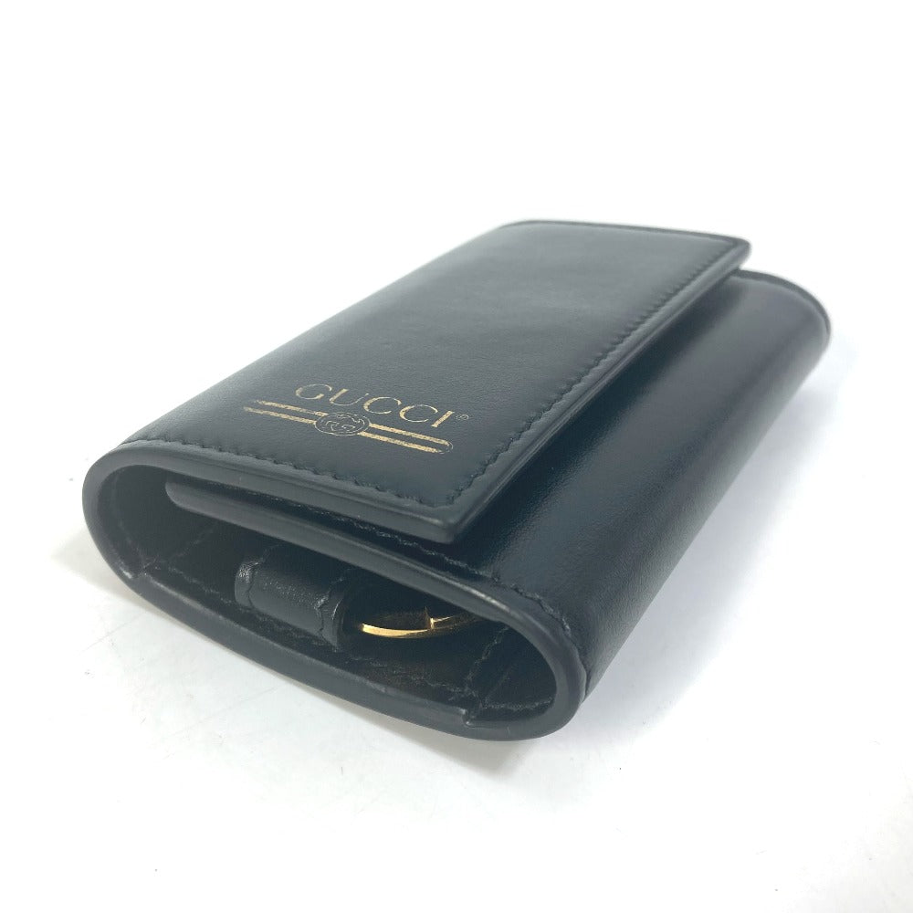 GUCCI Key case Key holder  547588 leather black logo six hooks key