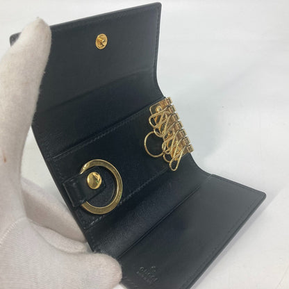 GUCCI Key case Key holder  547588 leather black logo six hooks key