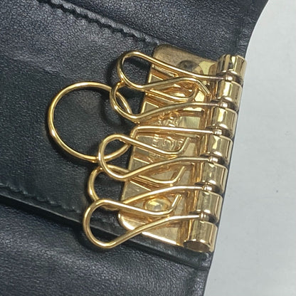 GUCCI Key case Key holder  547588 leather black logo six hooks key