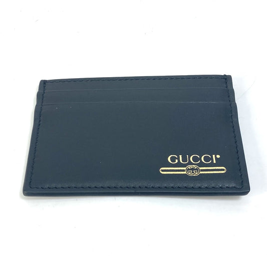 GUCCI Card Case 547596 leather black logo name card holder