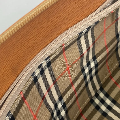 BURBERRY Handbag leather Brown logo Inner check