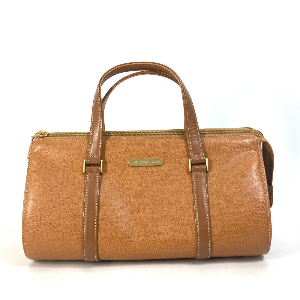 BURBERRY Handbag leather Brown logo Inner check
