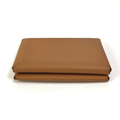 HERMES Card Case Epsom Brown Wallet Calvi duo Women Used Authentic