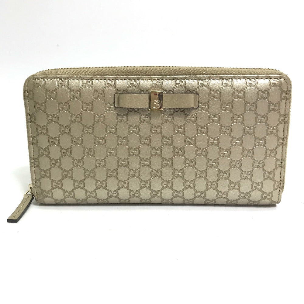 GUCCI Long Wallet Purse 388680 Sima leather gold Guccisima Zip Around mens Used Authentic
