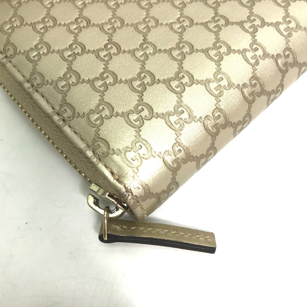GUCCI Long Wallet Purse 388680 Sima leather gold Guccisima Zip Around mens Used Authentic