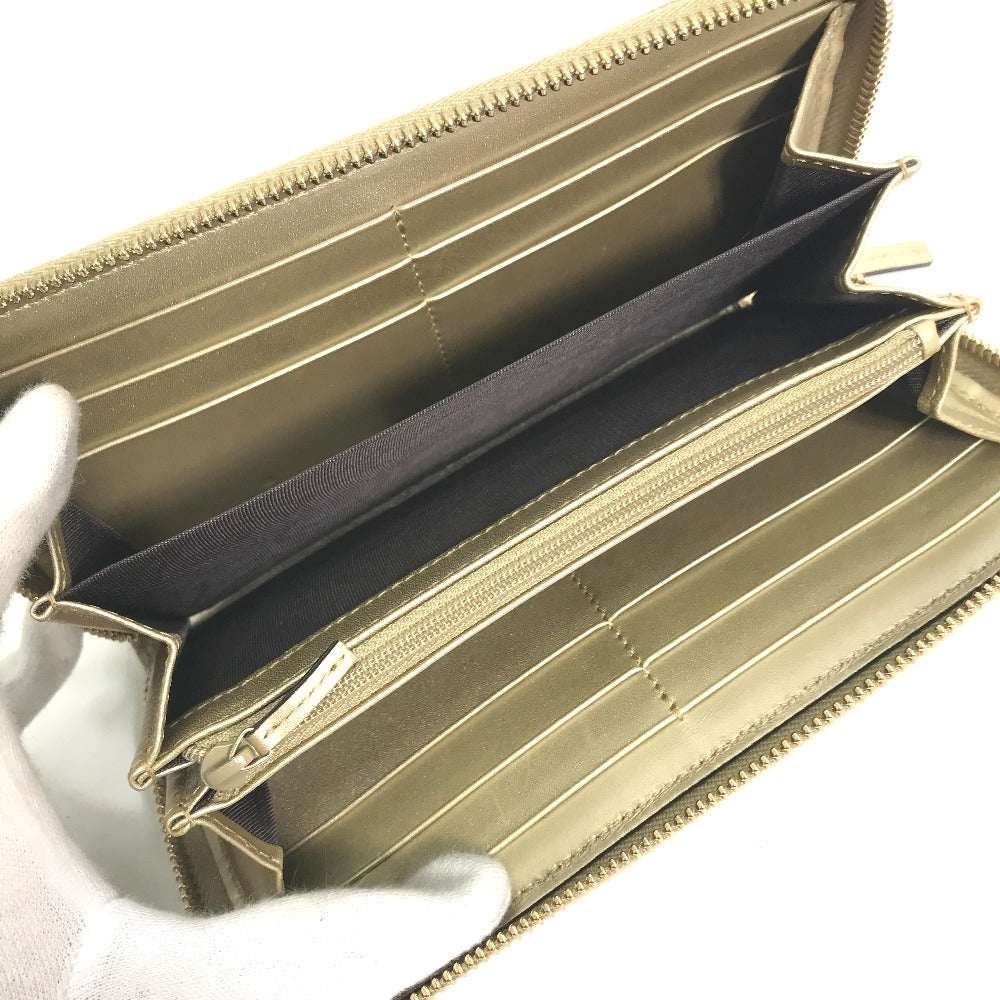 GUCCI Long Wallet Purse 388680 Sima leather gold Guccisima Zip Around mens Used Authentic