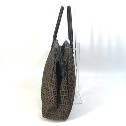 FENDI Handbag Canvas / leather Brown Zucchino Women Used Authentic