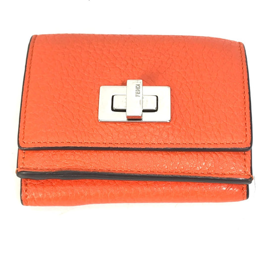 FENDI Trifold wallet 8M0426 leather Orange Peekaboo