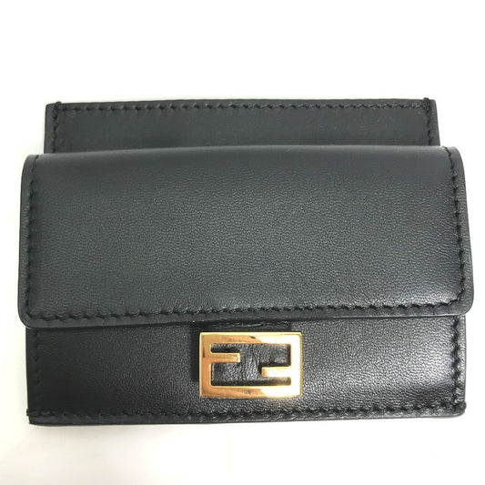 FENDI Coin case 8M0423 leather black baguette card holder